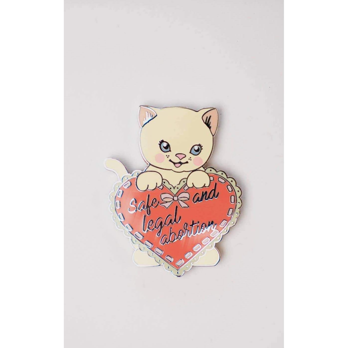 Safe and Legal Abortion Enamel Kitten Pin | Pro-Choice Reproductive Rights