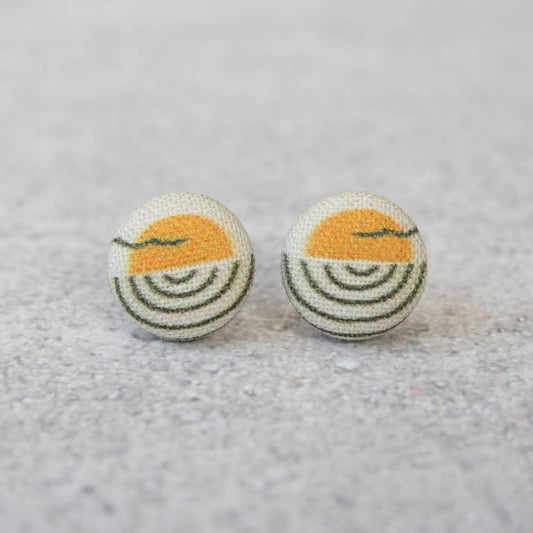 Seaside Sunset Fabric Button Earrings | Handmade in the US