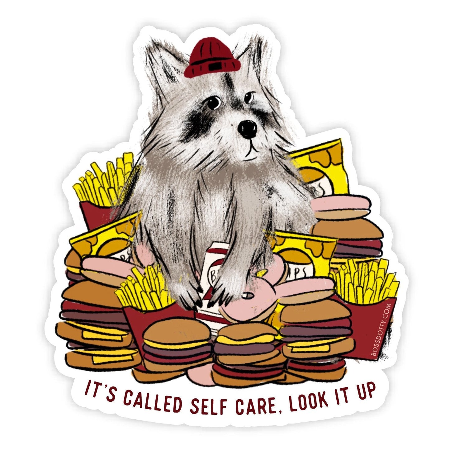 Self Care Raccoon Vinyl Sticker