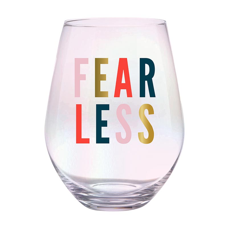 Set of 6 Fearless Jumbo Stemless Wine Glass in Iridescent | 30 Oz. | Holds an Entire Bottle of Wine