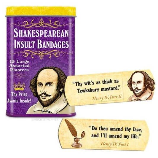 Shakespearean Insult Bandages for Curs, Scoundrels, and Wretches | Funny Bandages in a Metal Tin