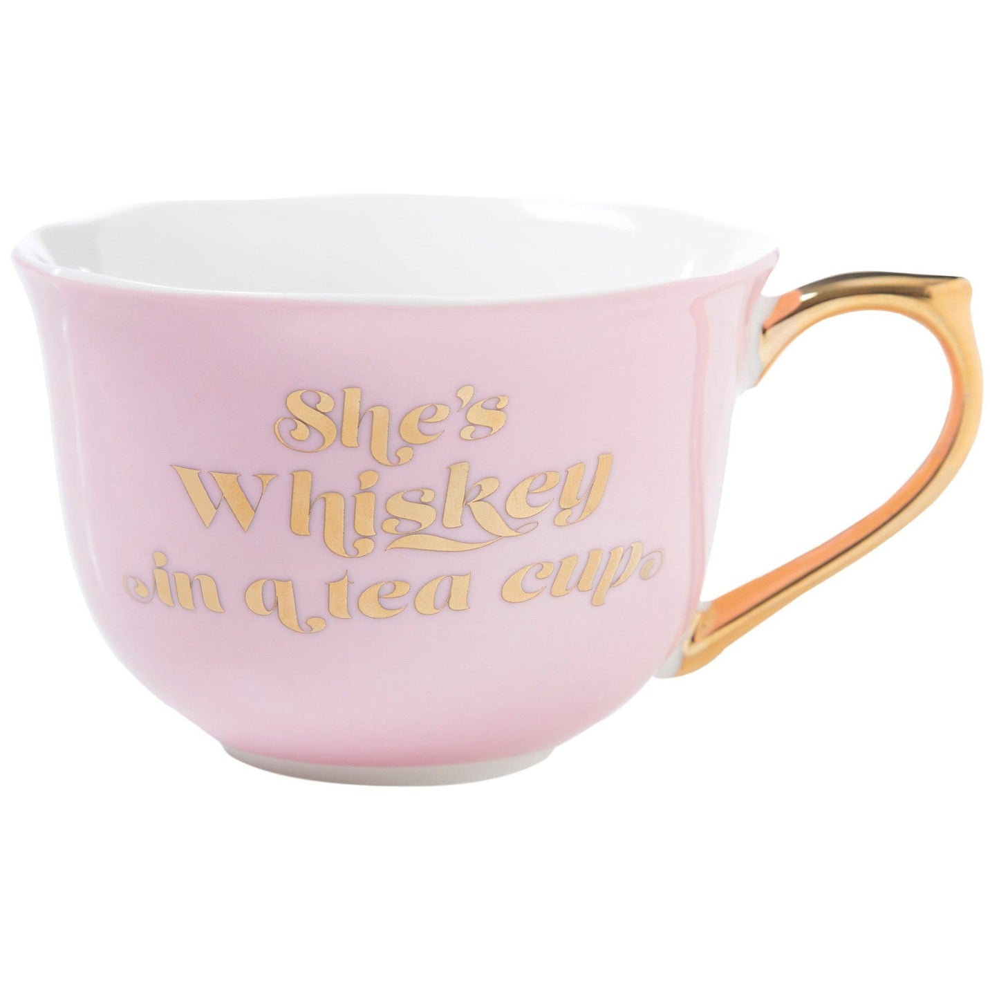 She's Whiskey in a Tea Cup and Saucer Set in Pink and Floral