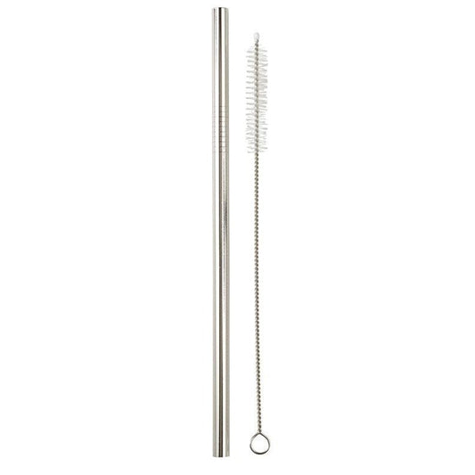 Silver Stainless Steel Straw And Brush Set in Bag | Eco-Friendly and Reusable | Giftable