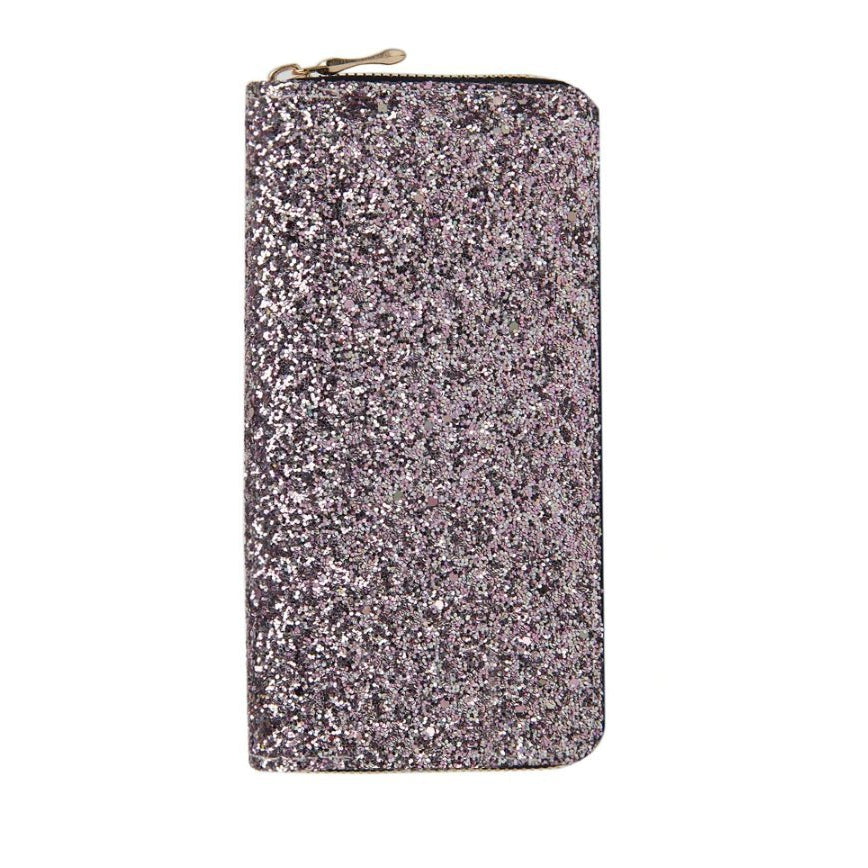 Silvery Glitter Zip Wallet