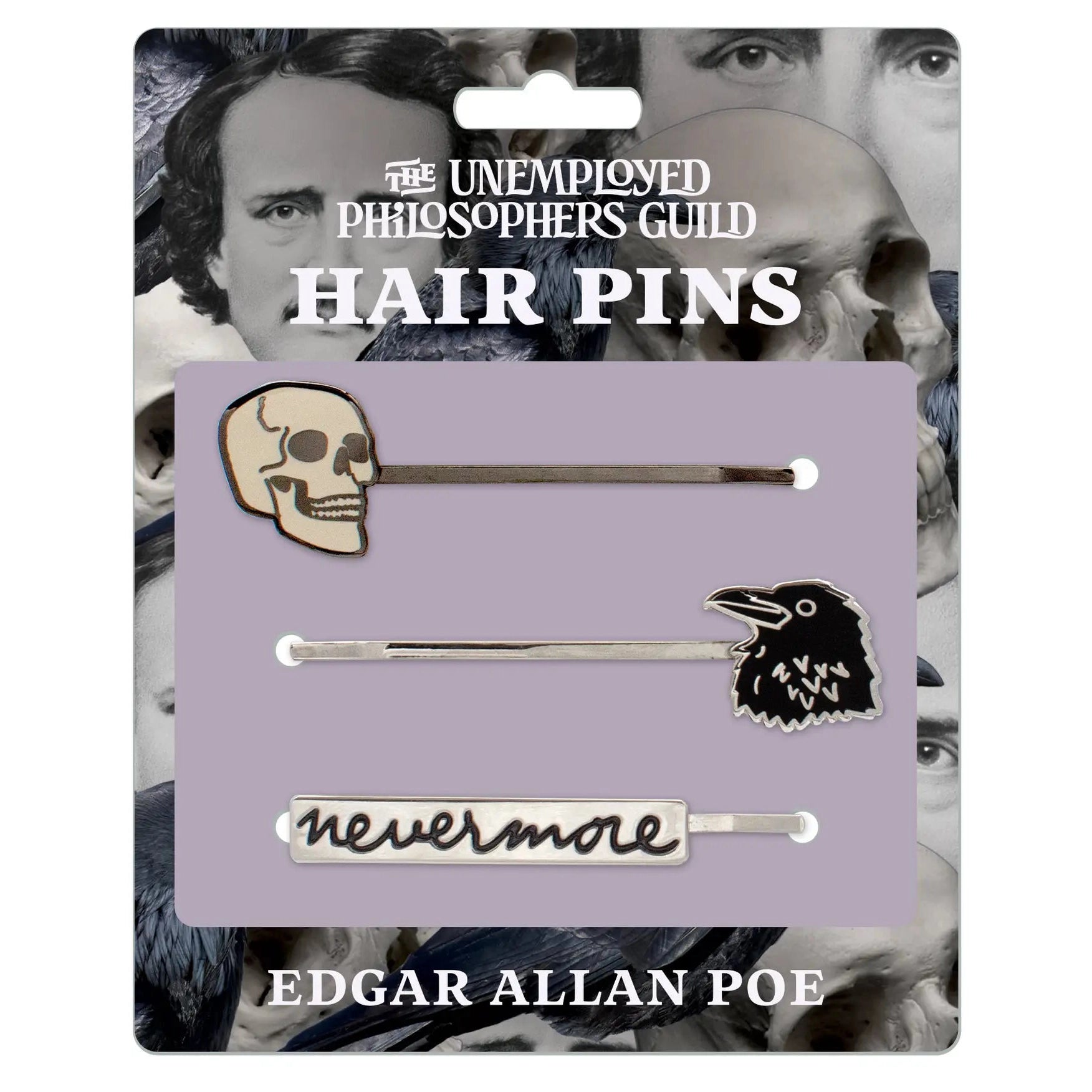 Skull, Nevermore Edgar Allan Poe Hair Pins | Set of 3