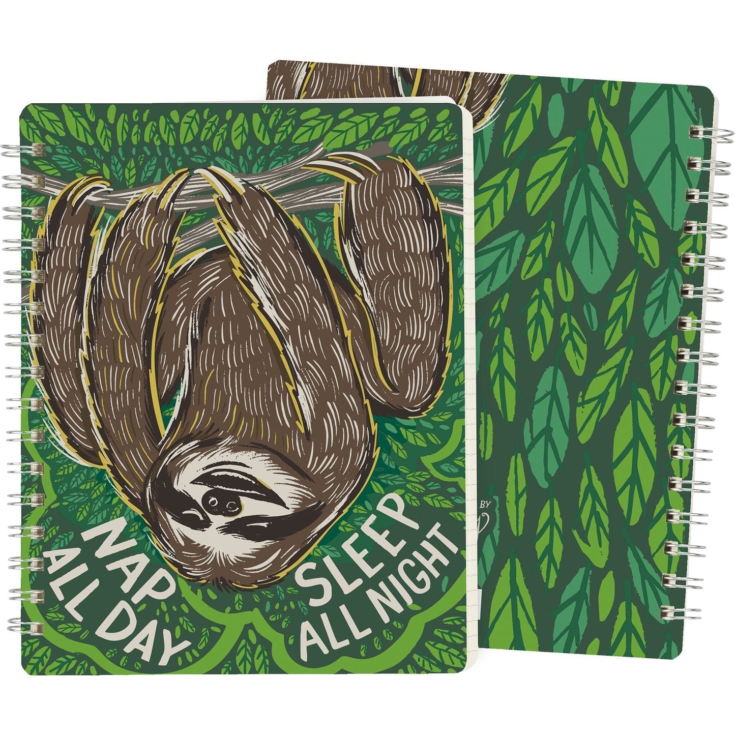 Sloth Nap All Day Sleep All Night Spiral Notebook | 120 Lined Pages | 9" x 7"