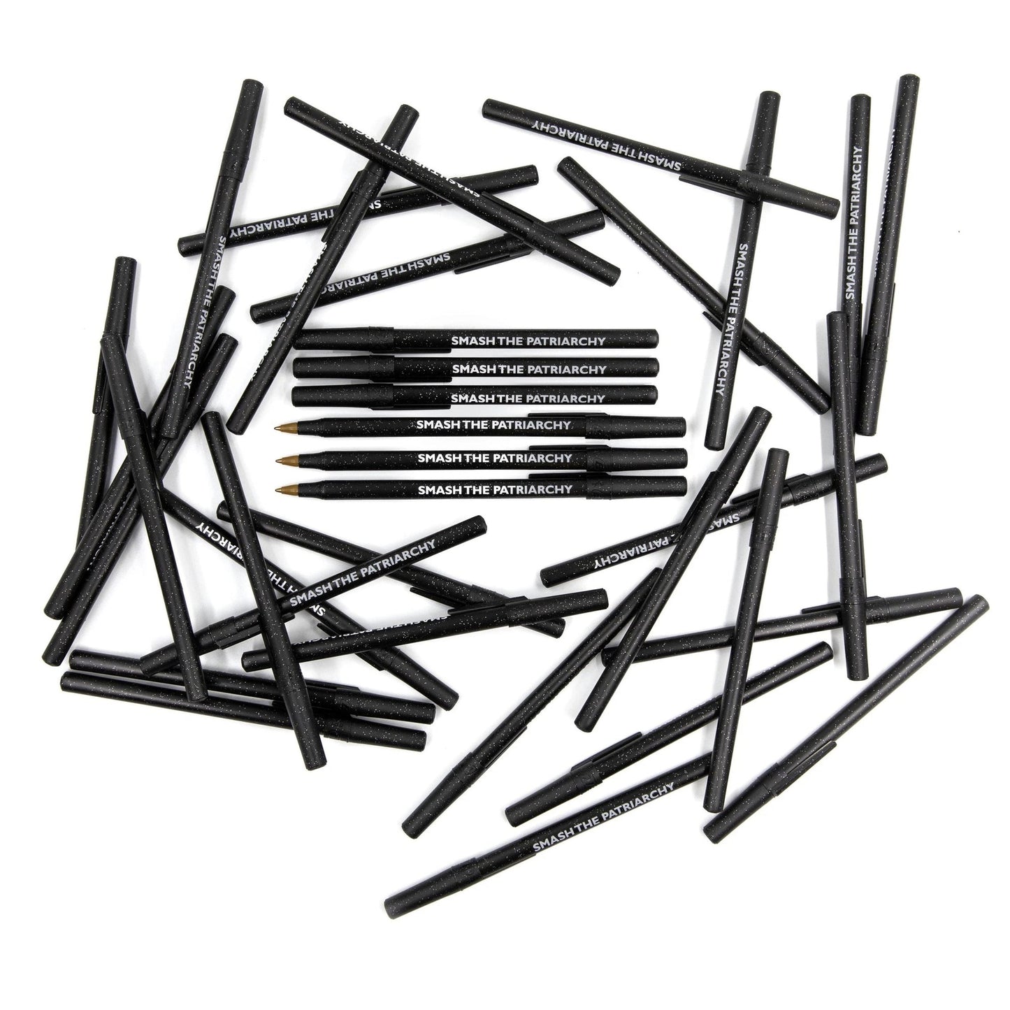 Smash the Patriarchy Black Sparkle Pen Pack - 36 Pens