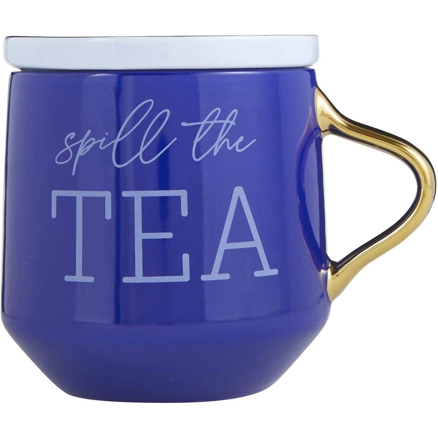 Spill the Tea Mug & Coaster Lid in Blue and Gold