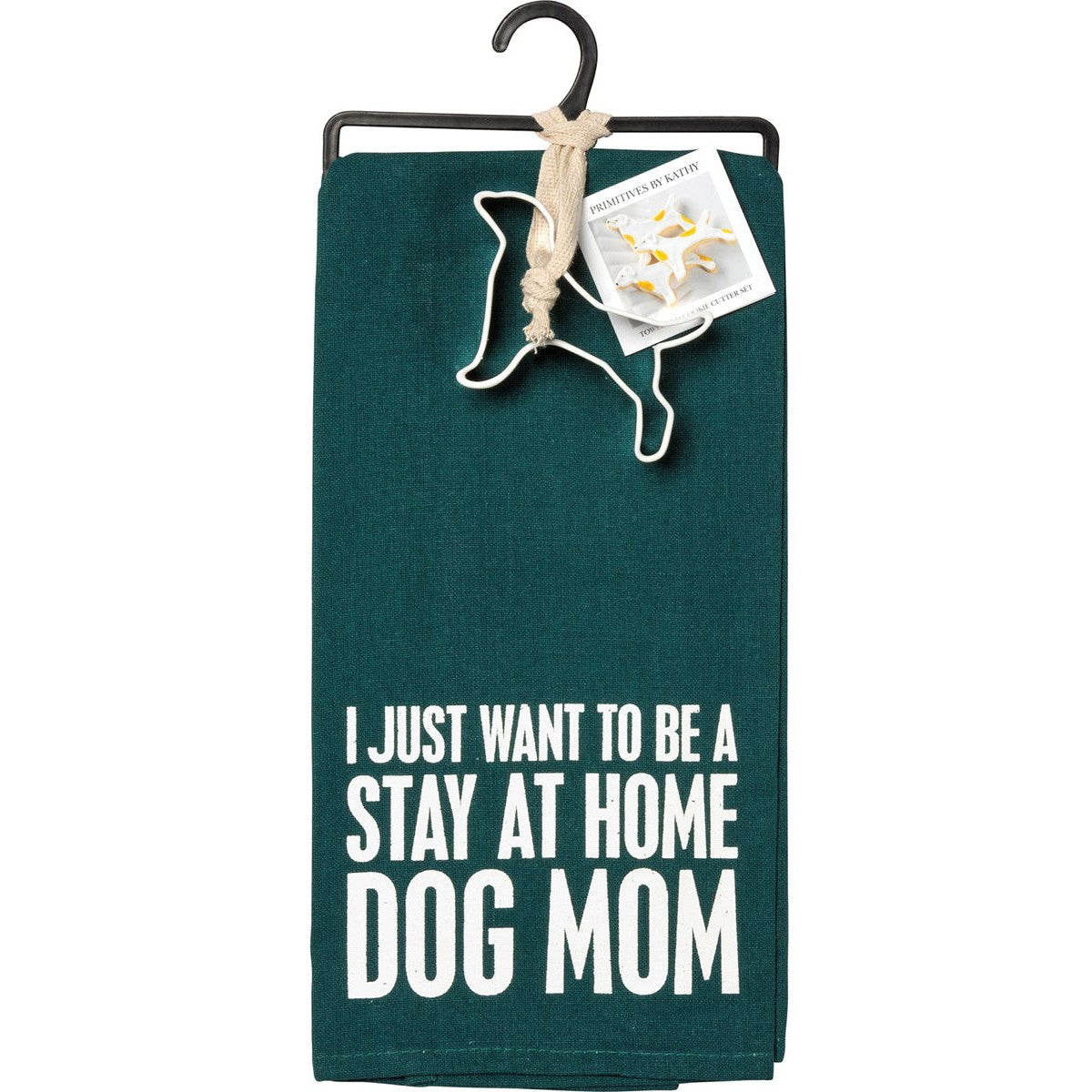 Stay At Home Dog Mom Dish Towel And Dog Shaped Cookie Cutter Set
