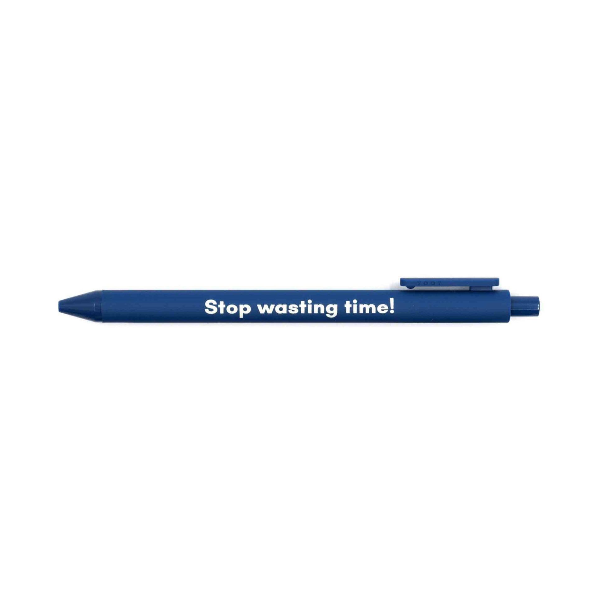 Stop Wasting Time Pen 💡 | Individual Gel Click Pen in Matte Navy