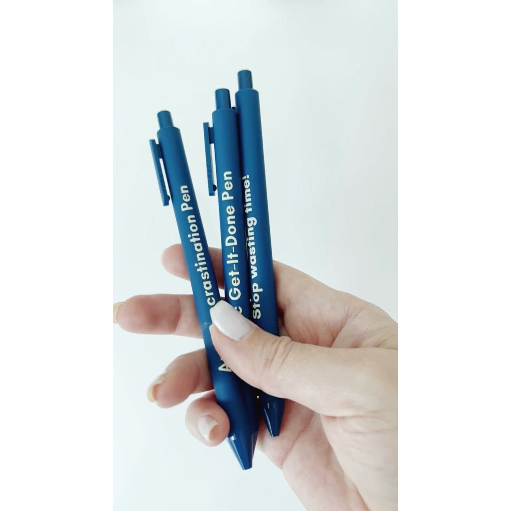 Stop Wasting Time Pen 💡 | Individual Gel Click Pen in Matte Navy