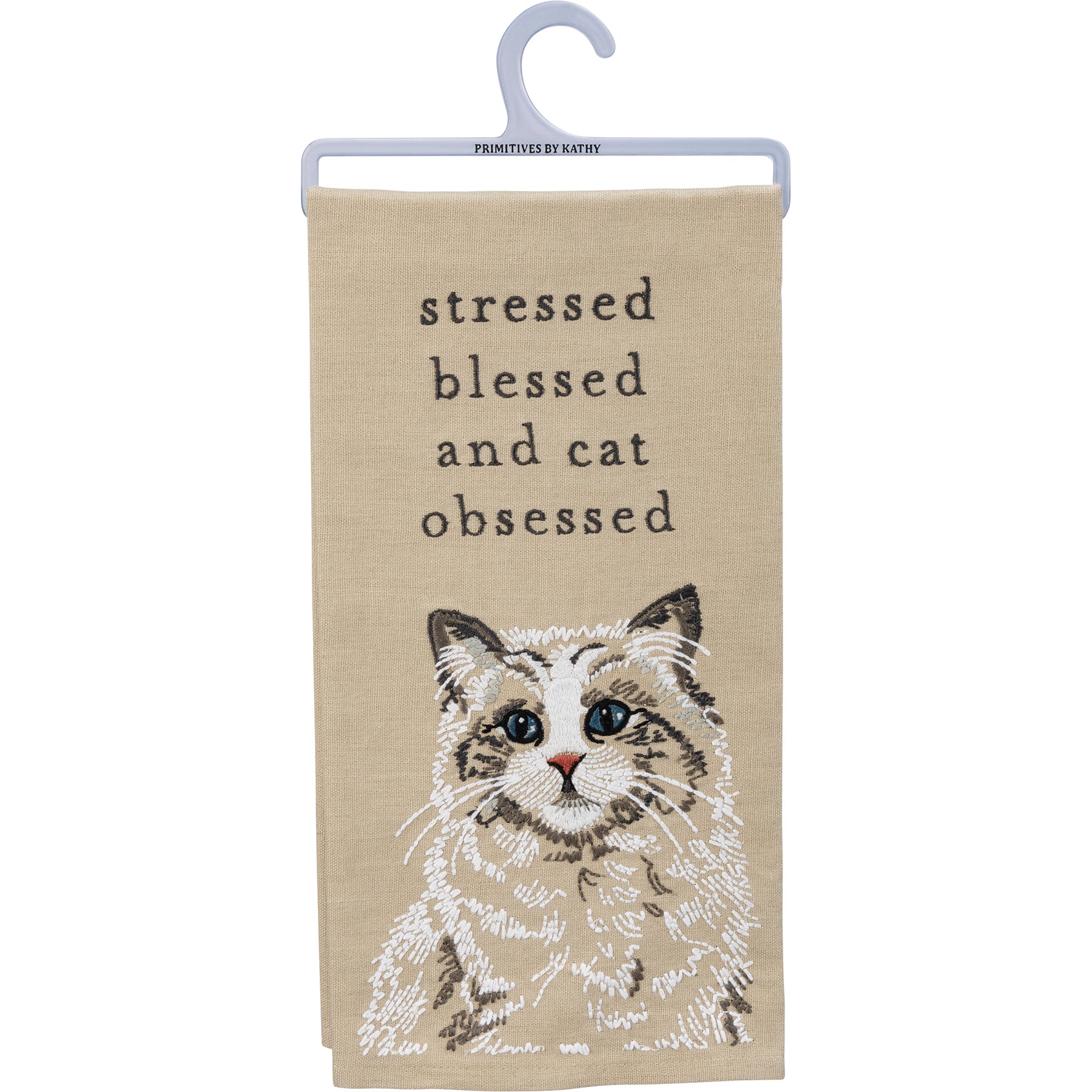 Stressed Blessed And Cat Obsessed Dish Cloth Towel | Novelty Silly Tea Towels | Cute Hilarious Kitchen Hand Towel | 20" x 26"