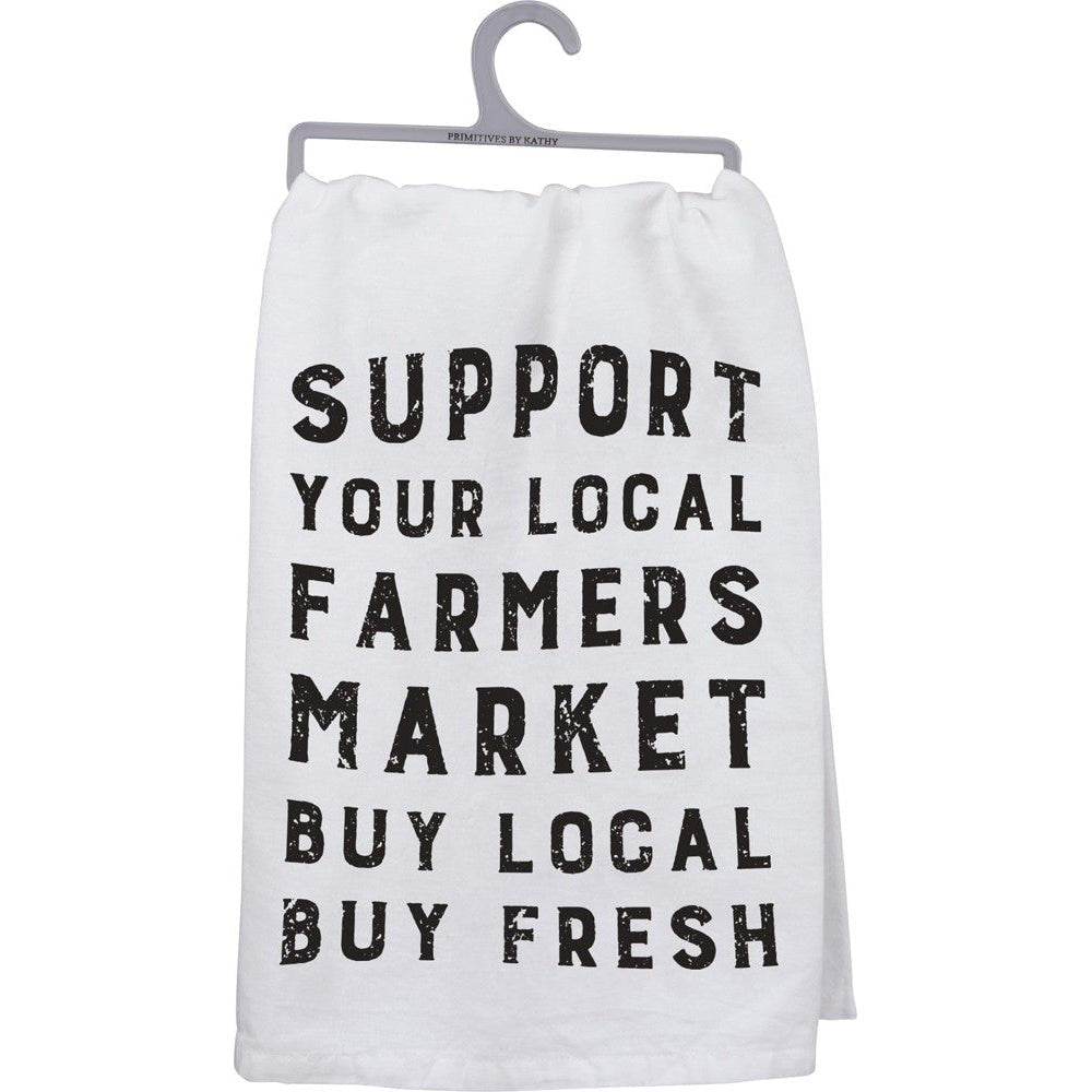 Support Your Local Farmers Market Dish Cloth Towel / Novelty Tea Towels / Cute Farmhouse Kitchen Hand Towel