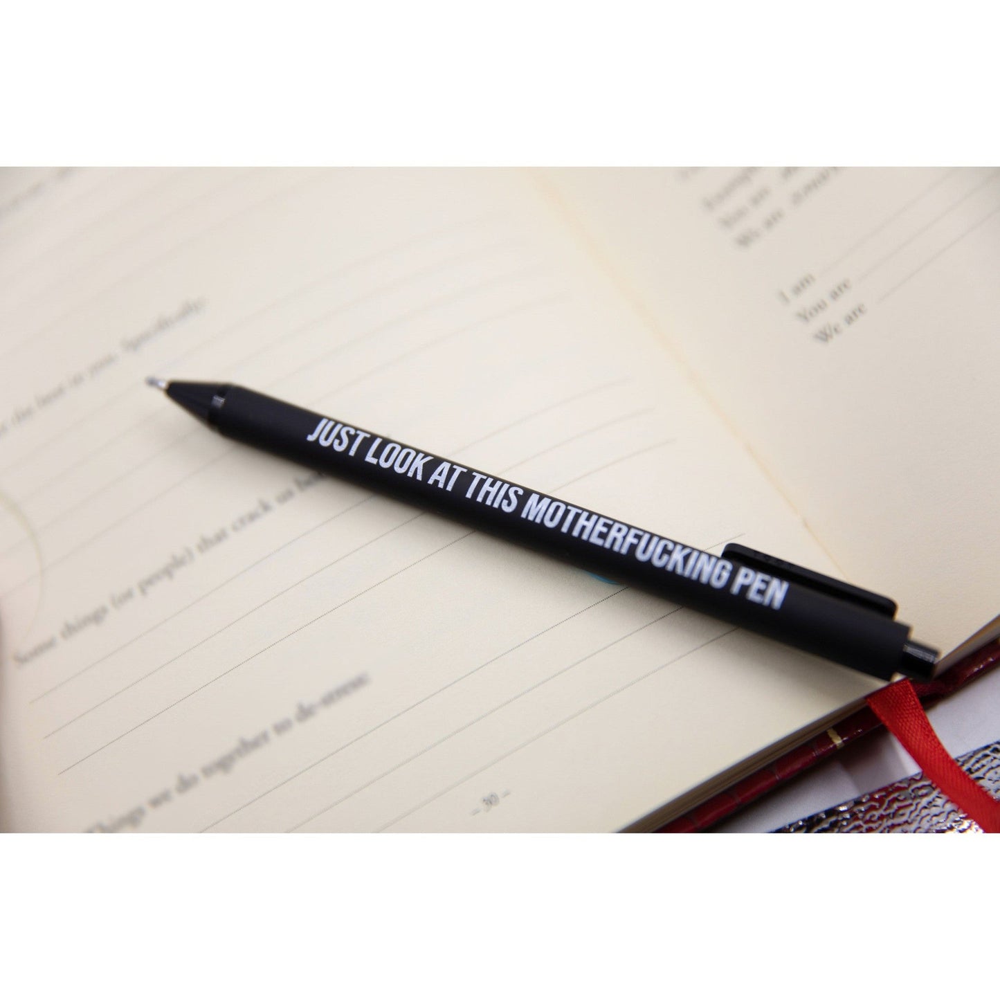 Sweary Fuck Pens Cussing Pen Gift Set - 5 Black Gel Pens Rife with Profanity
