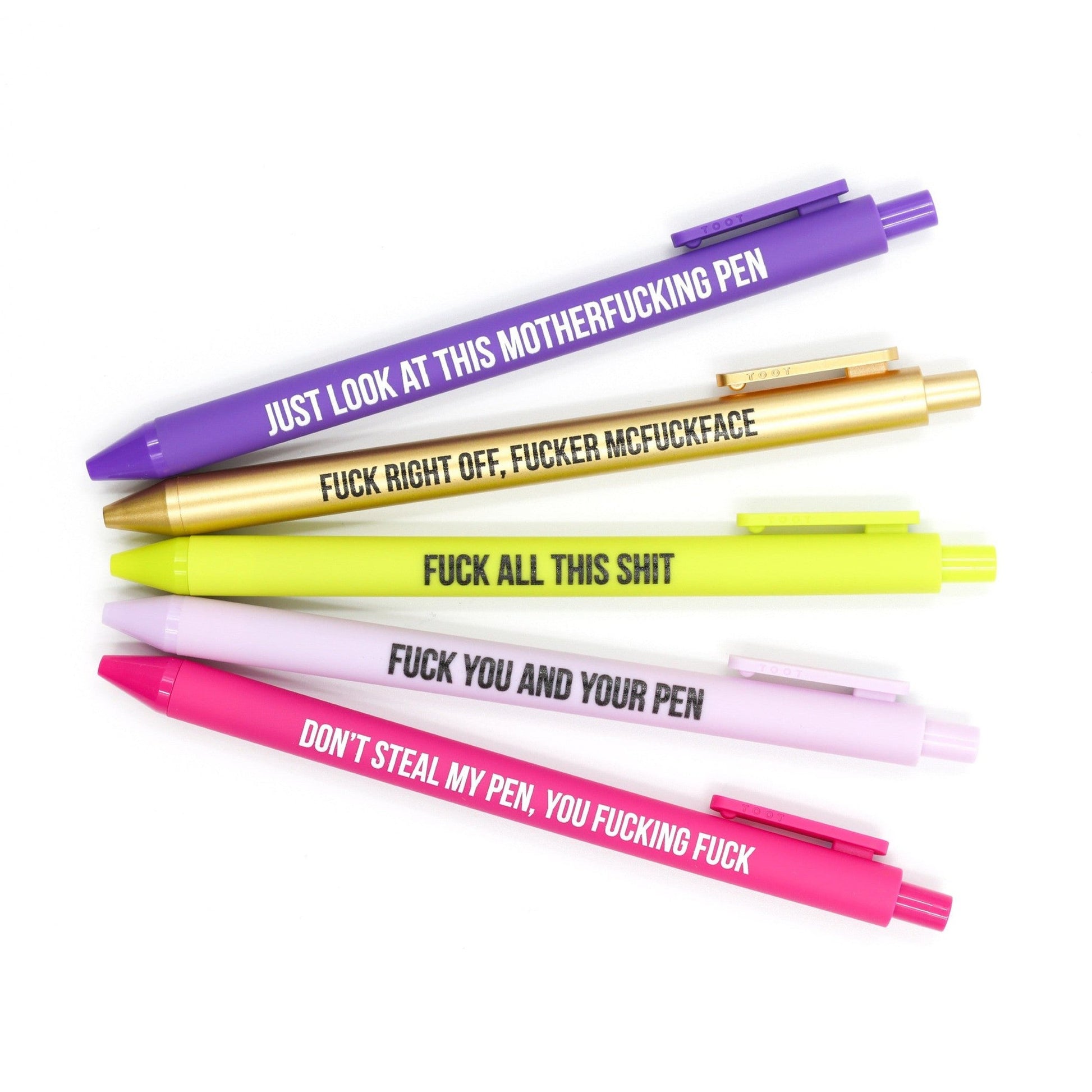 Sweary Fuck Pens Cussing Pen Gift Set - 5 Multicolored Gel Pens Rife w – The Bullish Store
