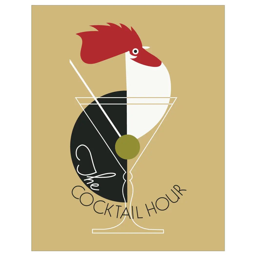 The Cocktail Hour Rooster & Martini Magnet | 2.5'' x 3.5'' Rectangular Magnet