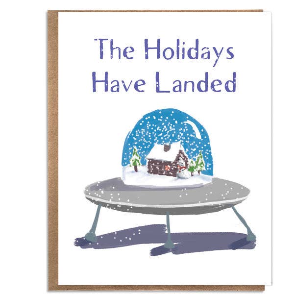 The Holidays Have Landed Snow Globe UFO Funny Card
