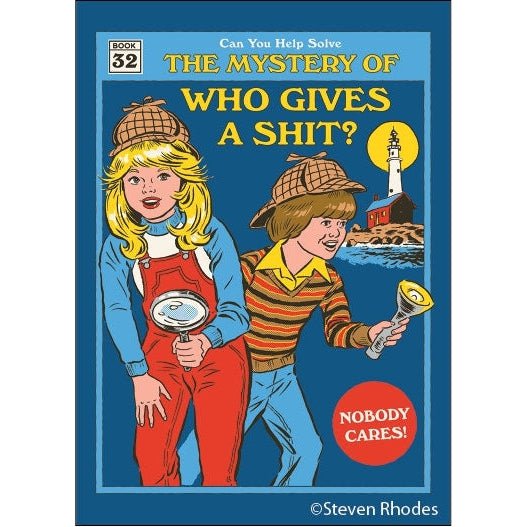The Mystery of Who Gives a Shit? Nobody Cares! Magnet | '80s Children's Book Style Satirical Art | 2.5" X 3.5"