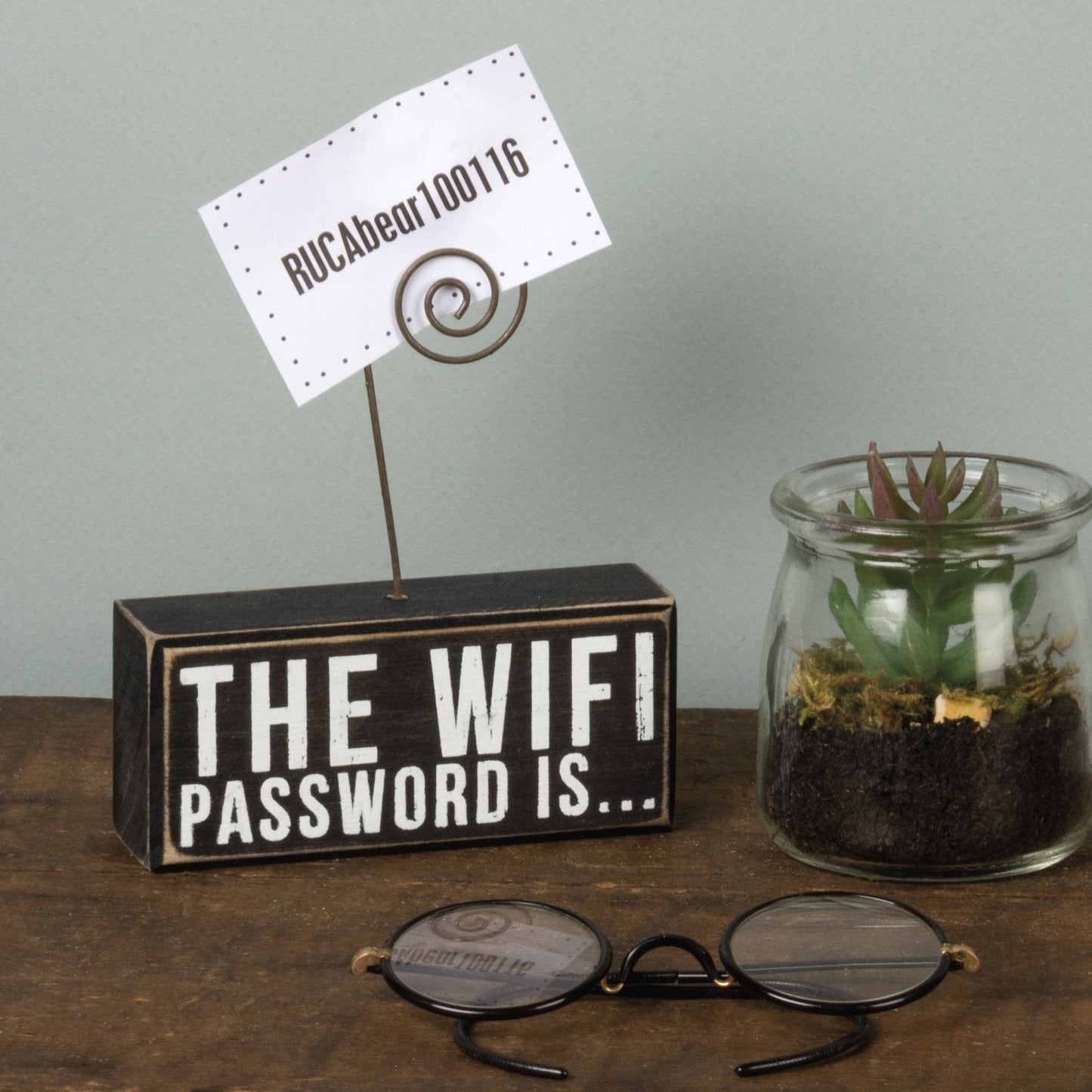 The Wifi Password Is Photo Block | Wood | Black with White Lettering