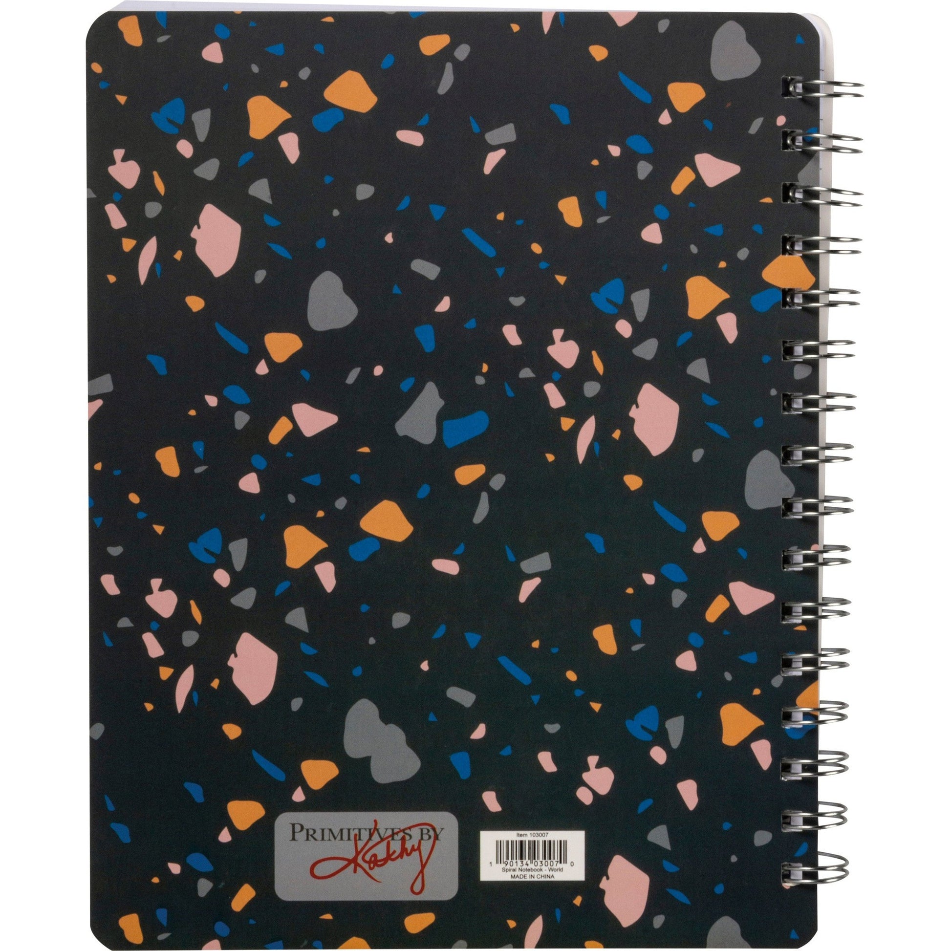The World Is Yours Spiral Notebook in Colorful Terrazzo Design | Art on Both Sides | 9" x 7" | 120 Lined Pages | 1980s Memphis-Inspired Design