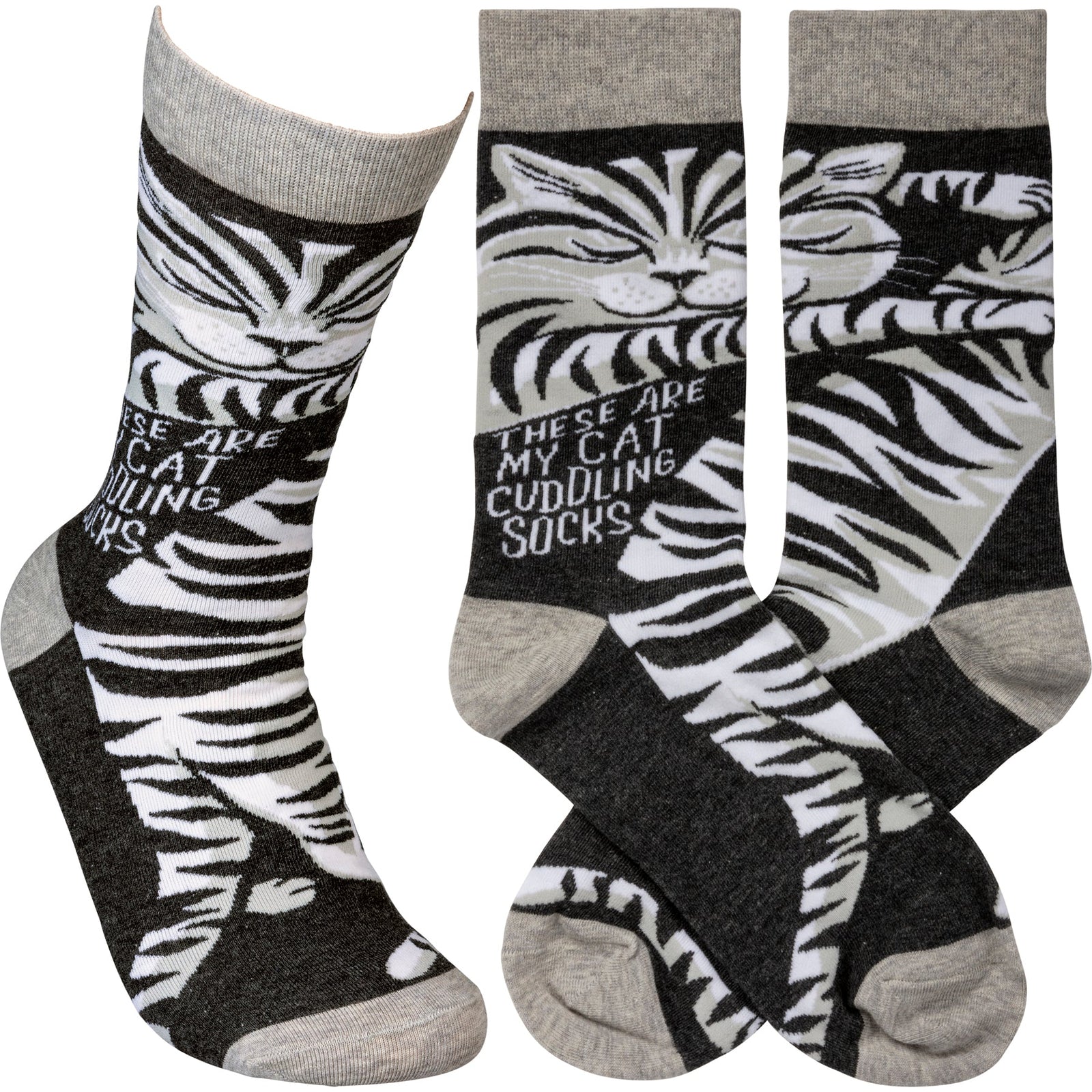 These Are My Cat Cuddling Socks Funny Novelty Socks with Cool Design, Bold/Crazy/Unique/Quirky Specialty Dress Socks