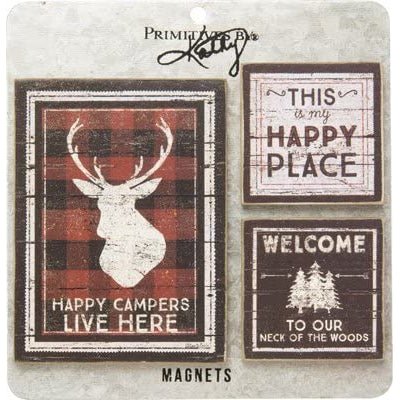 This Is My Happy Place Magnet Set | 3 Woodsy Outdoors-Themed Magnets on a Metal Gift Backing