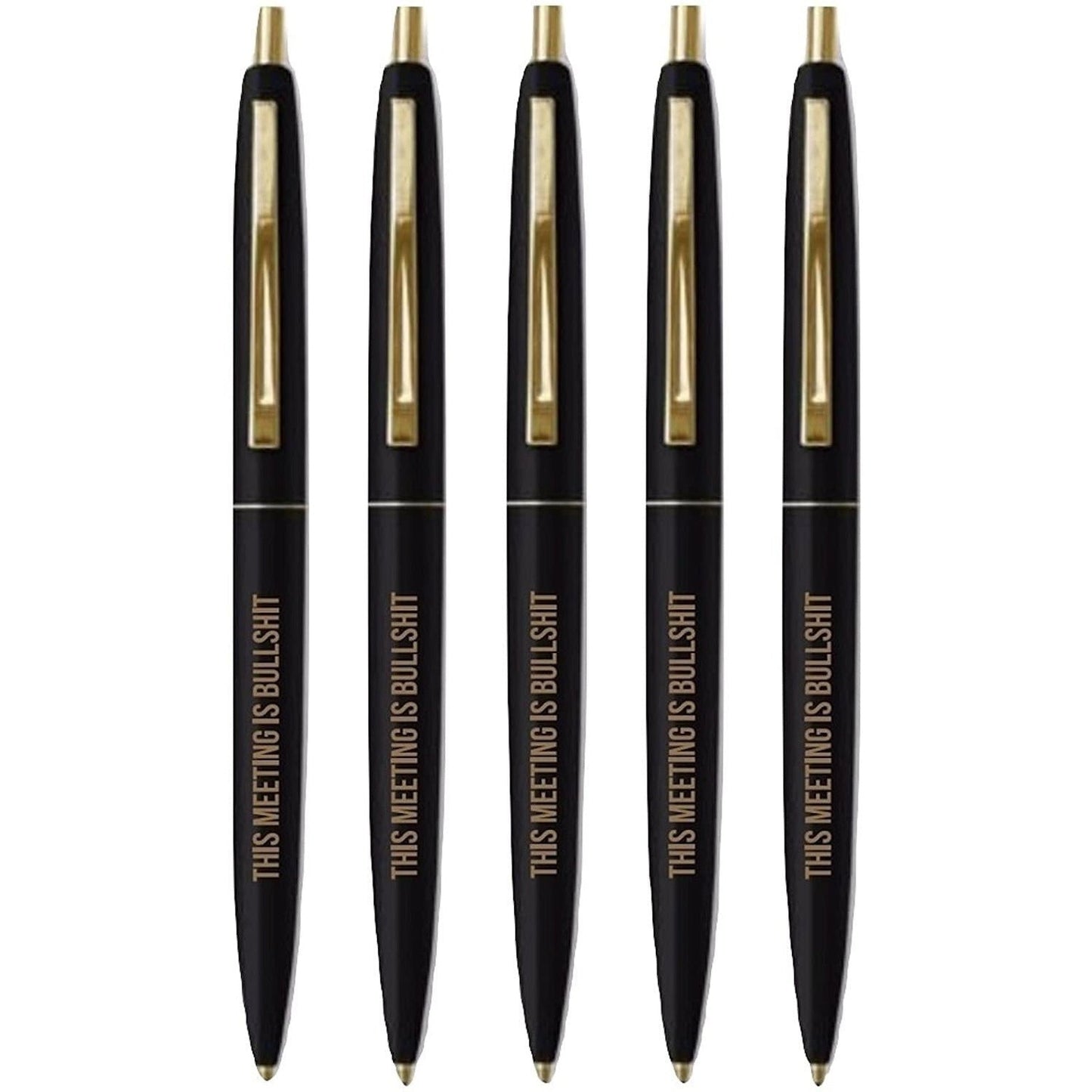 This Meeting is Bullshit Pen in Black and Gold - Set of 5