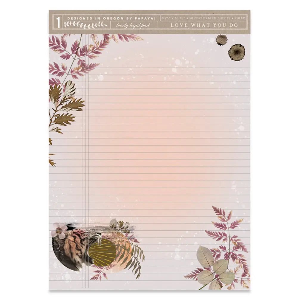 Tiger Roar Lined Legal Pad | Stationery Floral Notepad | 8.5" x 11.75”