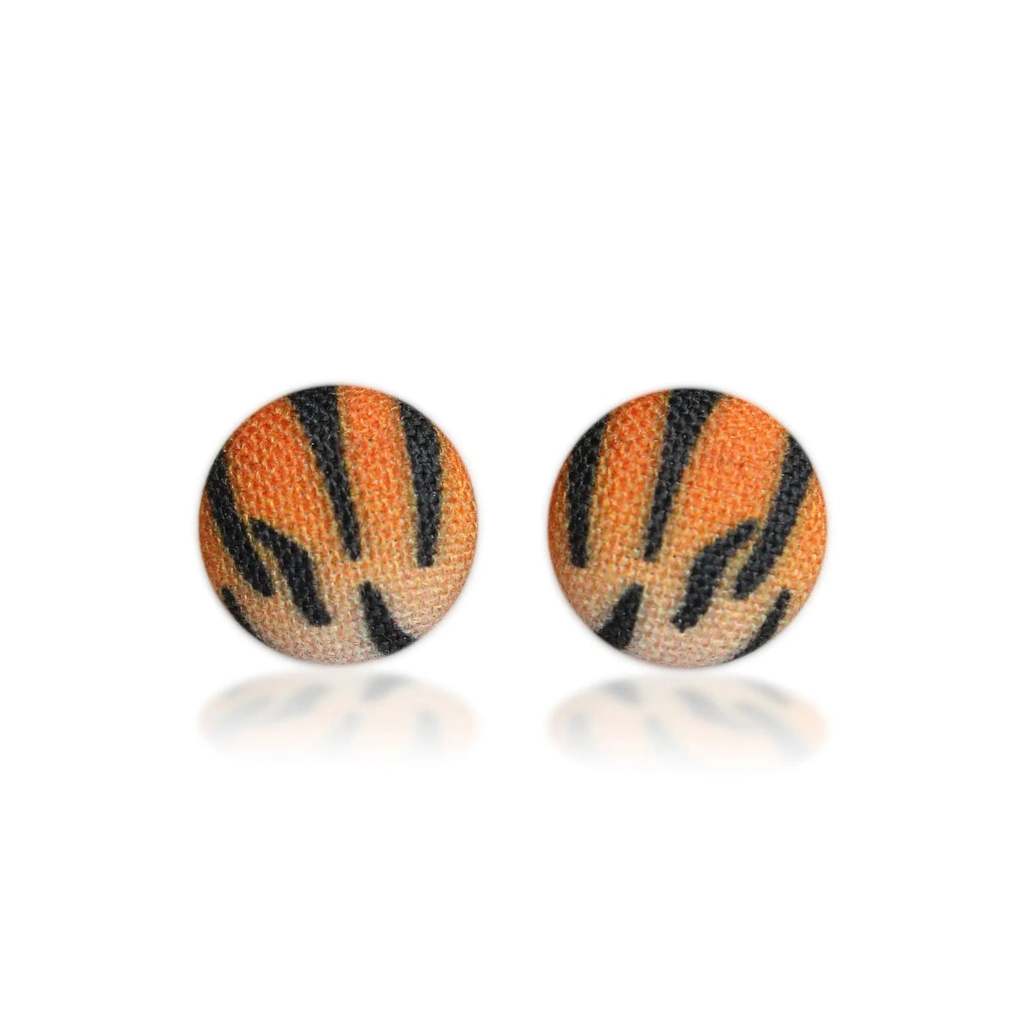 Tiger Stripes Fabric Button Earrings | Handmade in the US