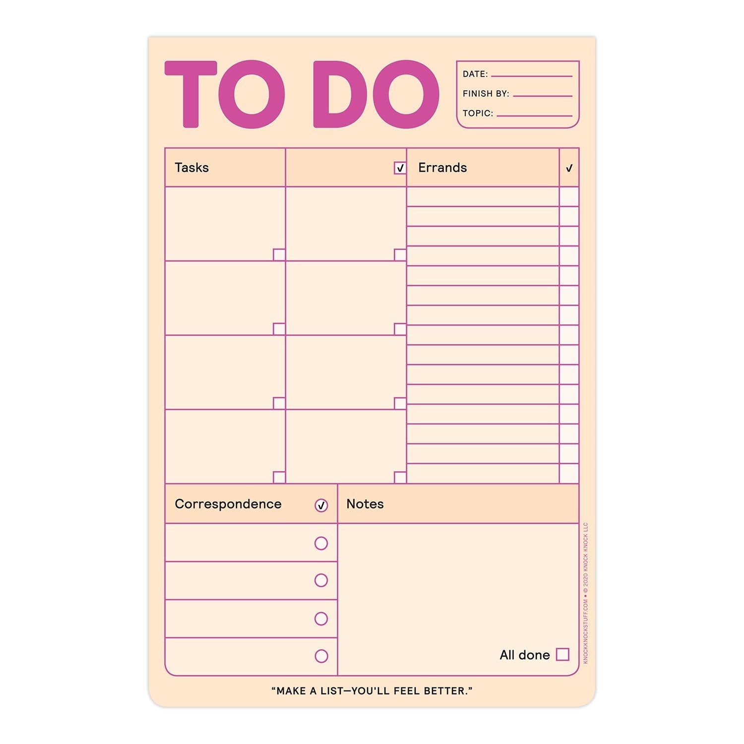 To Do Pad In Pastel Peach