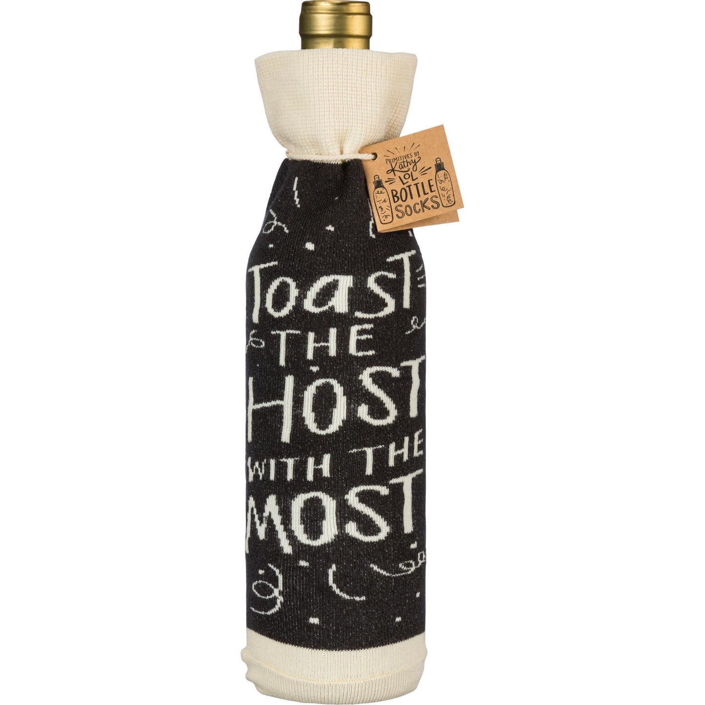 Toast The Host With The Most Knit Bottle Sock | Reusable Gift Bag for Gifting Wine