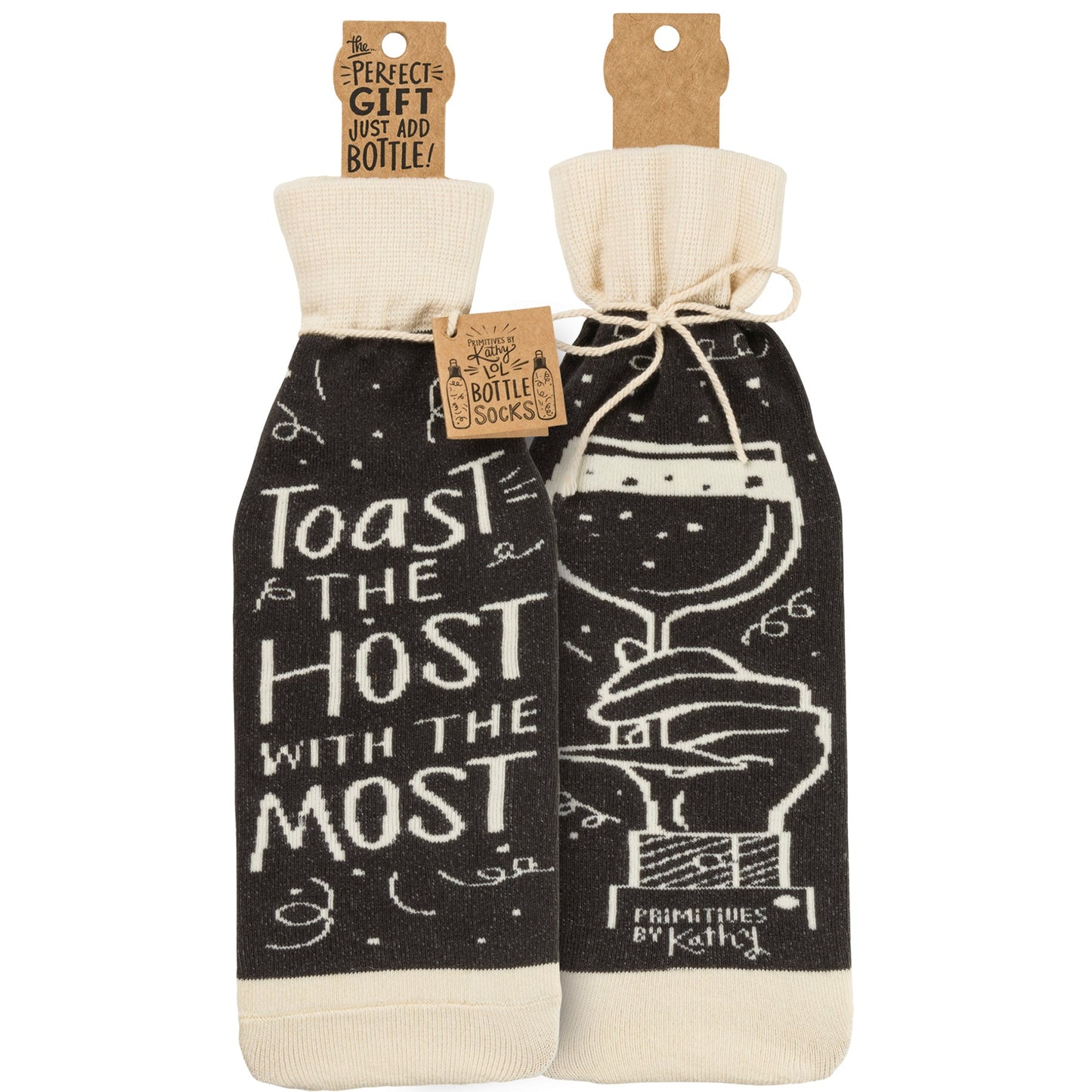 Toast The Host With The Most Knit Bottle Sock | Reusable Gift Bag for Gifting Wine