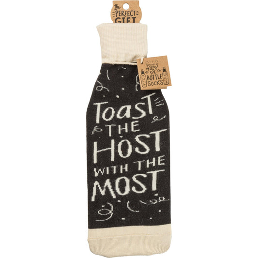 Toast The Host With The Most Knit Bottle Sock | Reusable Gift Bag for Gifting Wine