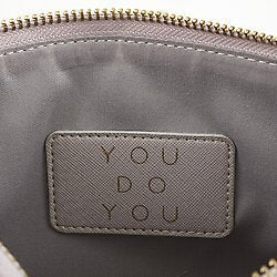 Total Babe Fashion Pouch in Taupe Grey | 9.5" W x 6.5" | Secret Message Inside