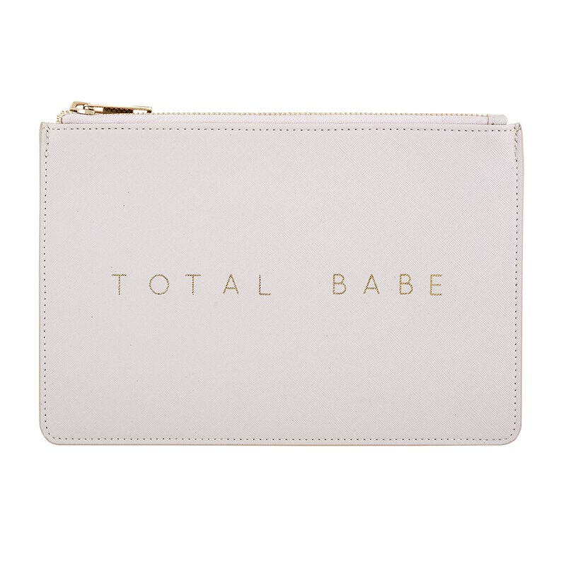Total Babe Fashion Pouch in Taupe Grey | 9.5" W x 6.5" | Secret Message Inside