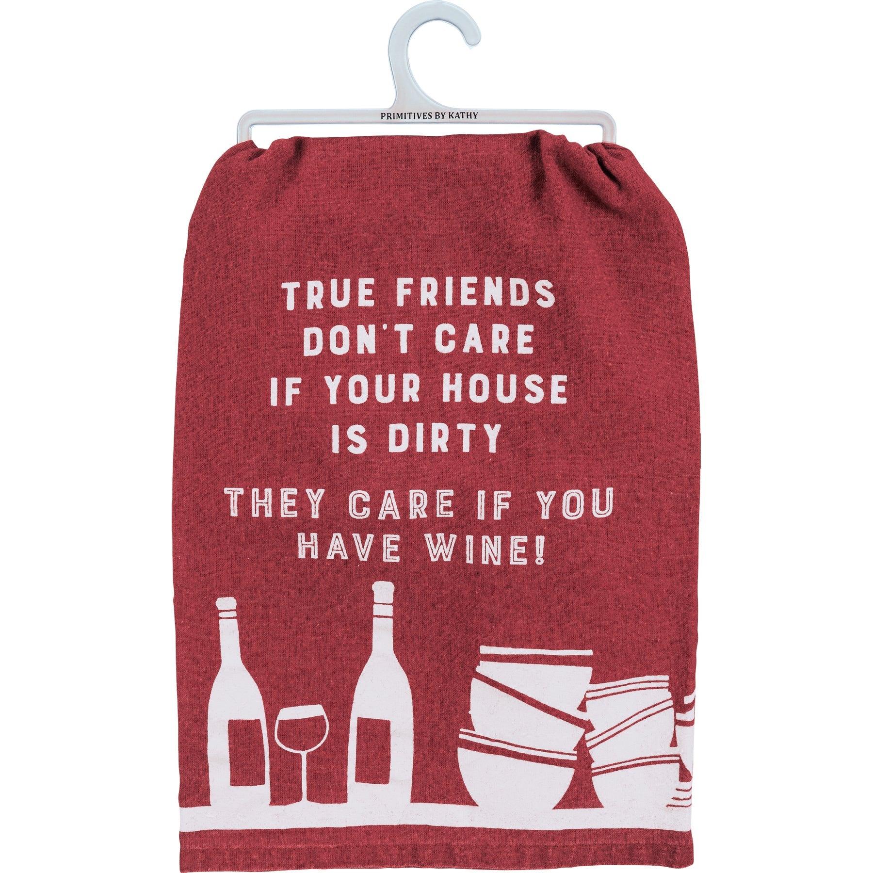 True Friends Don't Care If Your House Is Dirty Dish Cloth Towel | Novelty Tea Towel | Cute Kitchen Hand Towel | 28" x 28"