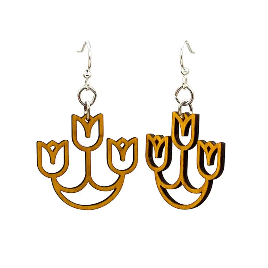 Tulip Chandelier Handmade Earrings in Yellow | 1.3" x 1.3" Hook Earrings | Handmade in USA