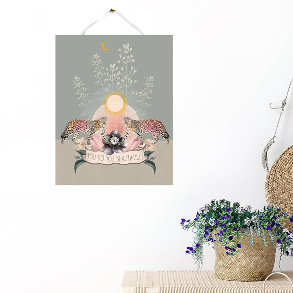 Twin Leopards 11" x 14" Art Print | Pre-Hung with Silk Ribbon for Easy Hanging