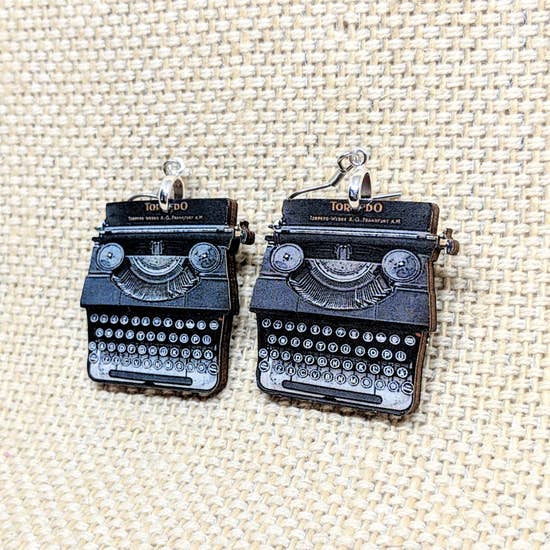 Typewriter Wooden Earrings