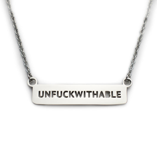 Unfuckwithable Dainty Stainless Steel Bar Necklace in Silver
