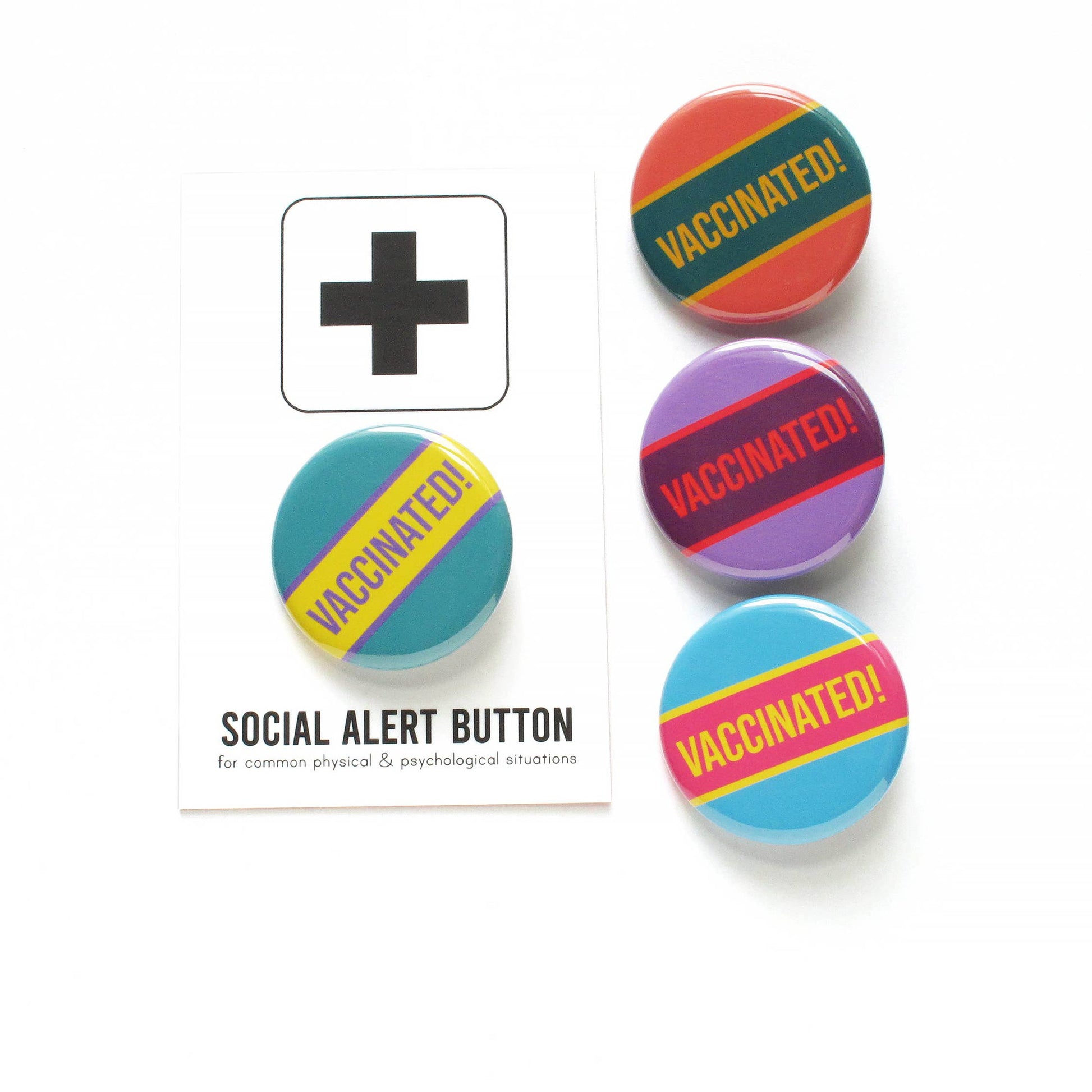 Vaccinated! Pin Back Button (4 Color Options)