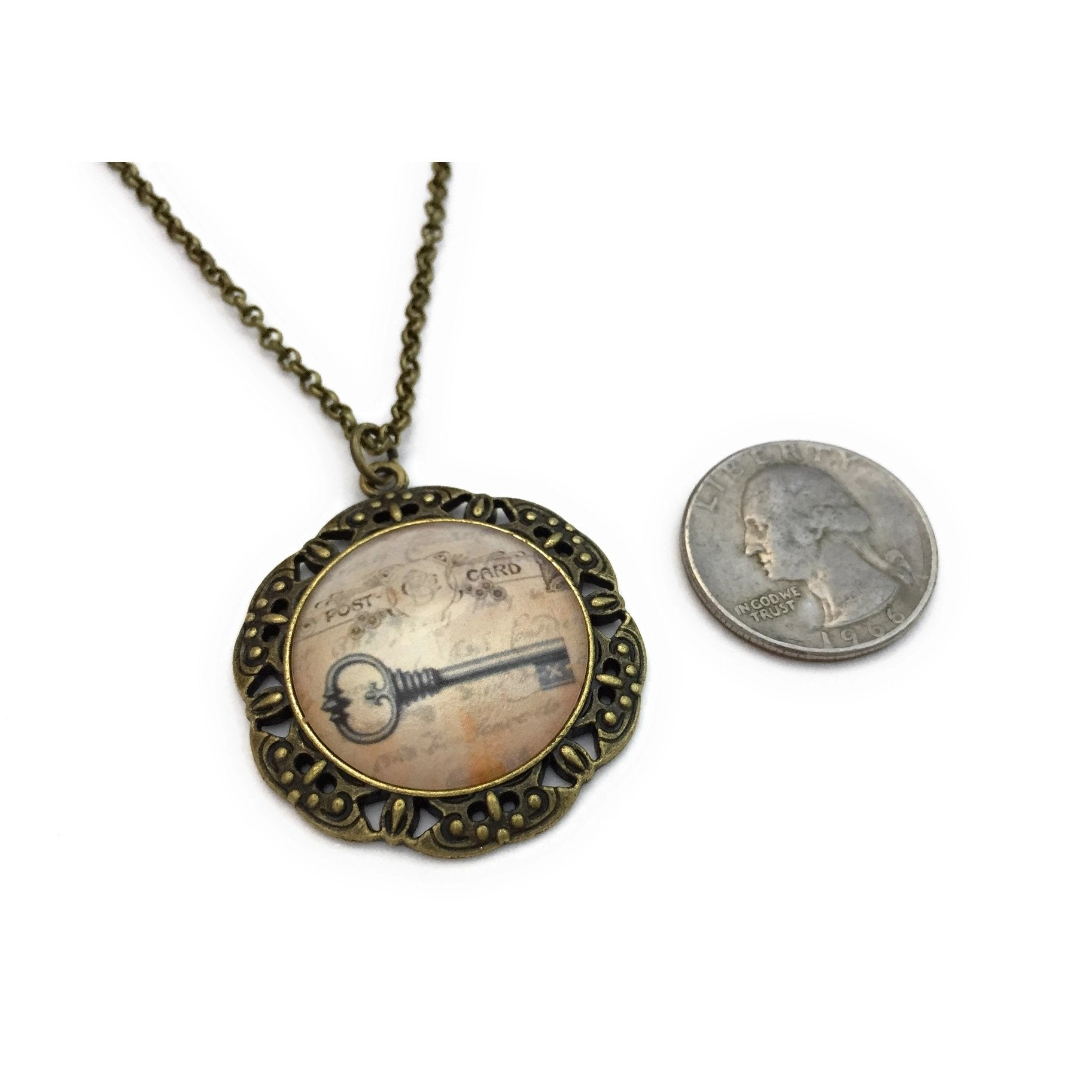 Victorian Key Necklace | Handmade Sepia Pendant