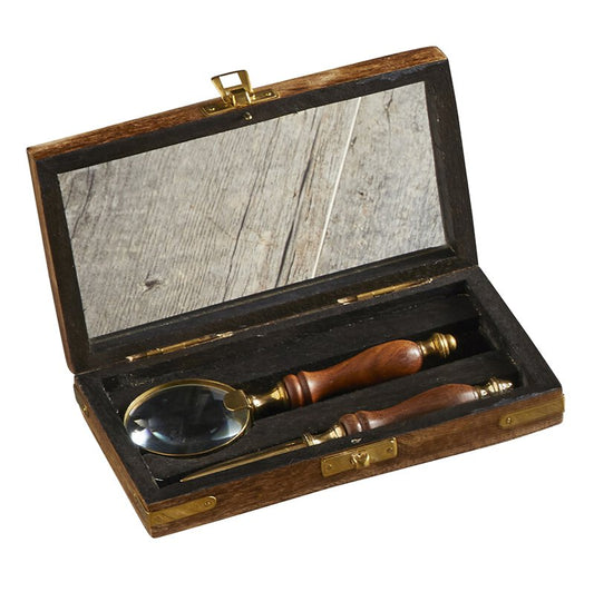 Vintage Classic Utility Magnifier and Letter Opener in Wooden Case