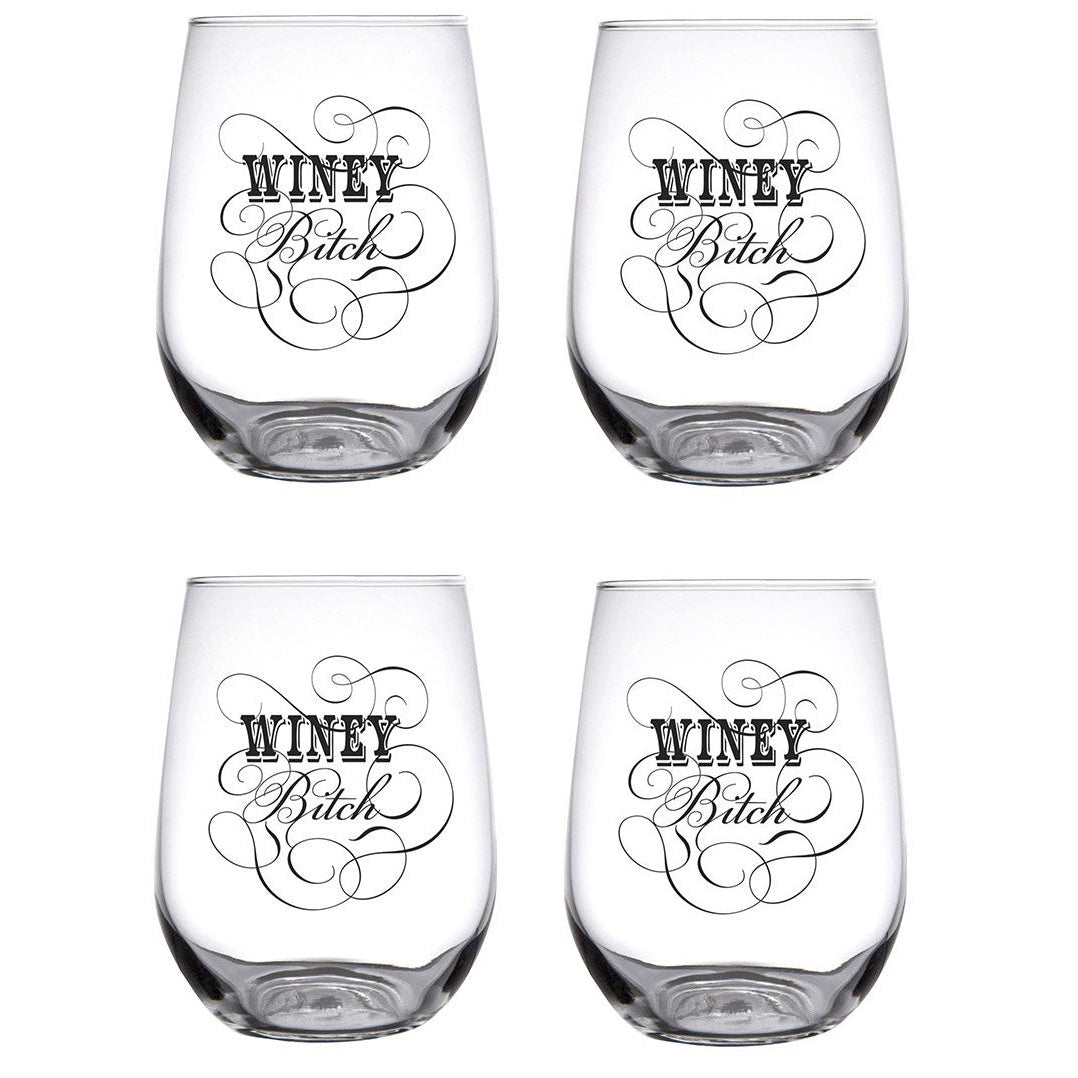 Winey Bitch Stemless Wine Glass | Set of 4