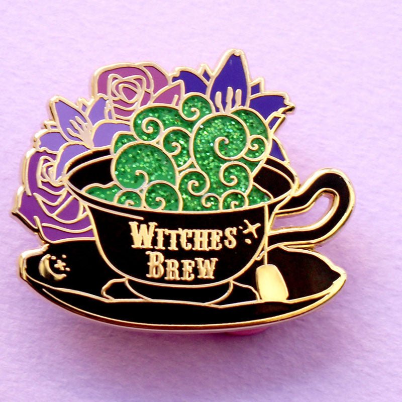 Witches Brew Enamel Pin | Artist-Designed Hard Enamel Pin with Glitter Accents