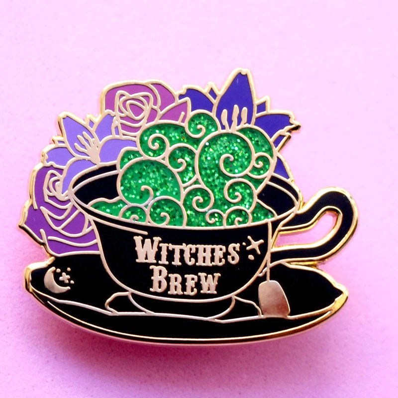 Witches Brew Enamel Pin | Artist-Designed Hard Enamel Pin with Glitter Accents