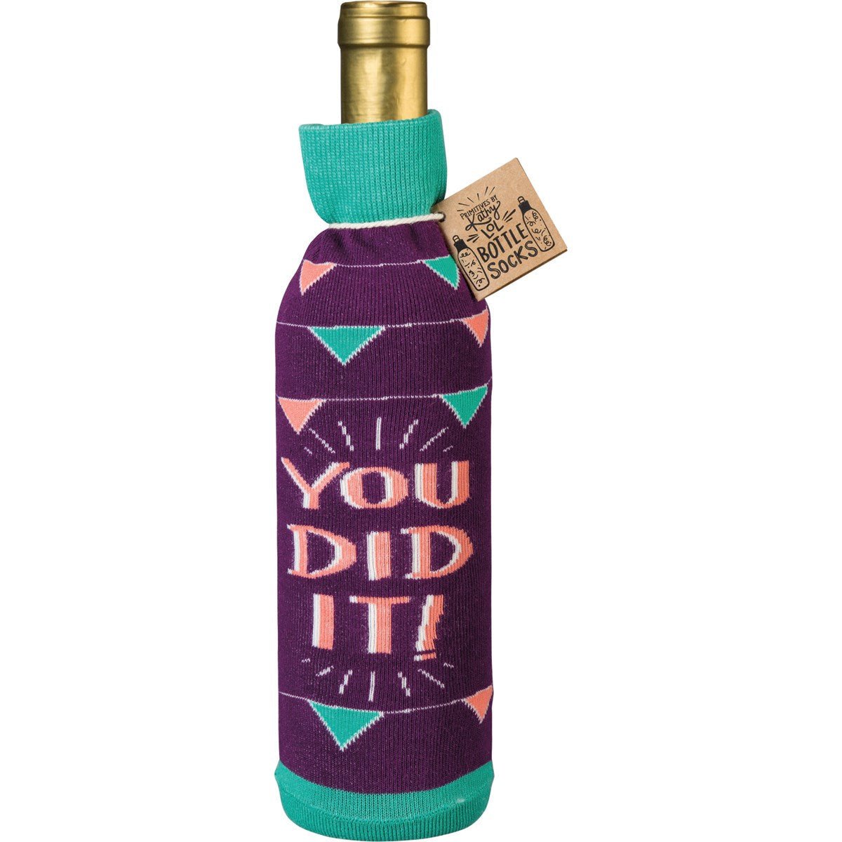 Woo Hoo! You Did It! Knit Wine Bottle Sock | Reusable Gift Bag for Gifting Wine