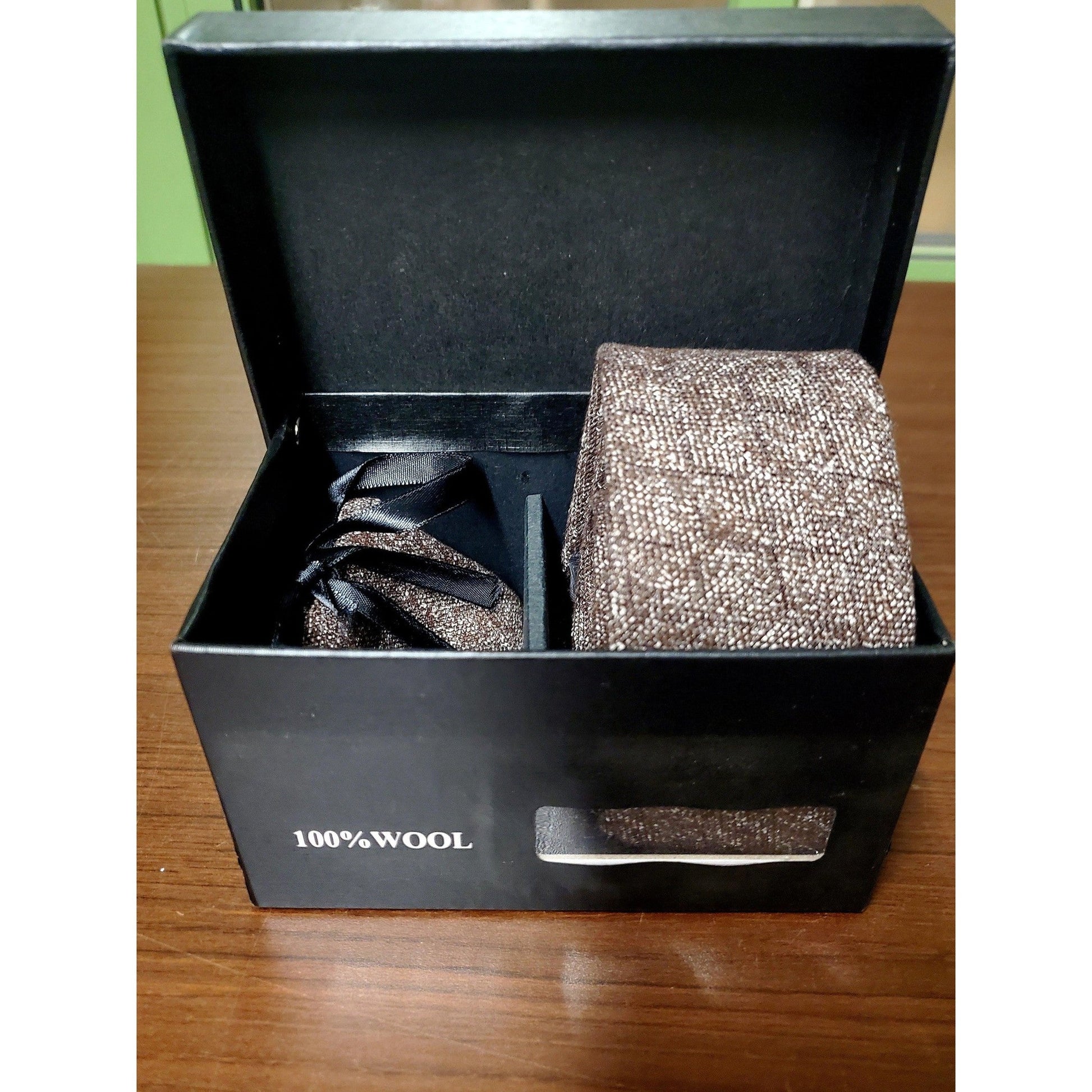 Wool Men's Tie Boxed Set in Brown