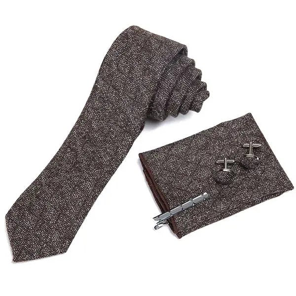 Wool Men's Tie Boxed Set in Brown