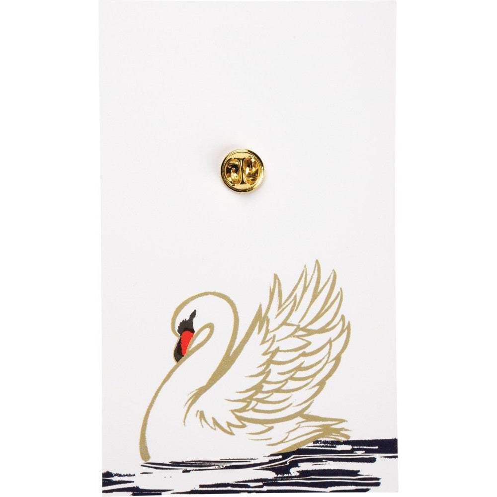 You Are Naturally Beautiful When You Are Yourself Swan Enamel Pin in White and Gold